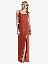 Rear View Thumbnail - Amber Sunset Cowl-Back Double Strap Maxi Dress with Side Slit