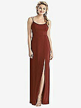 Rear View Thumbnail - Auburn Moon Cowl-Back Double Strap Maxi Dress with Side Slit