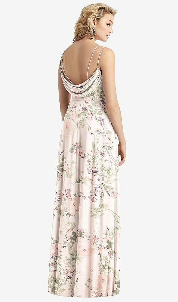 Front View - Blush Garden Cowl-Back Double Strap Maxi Dress with Side Slit