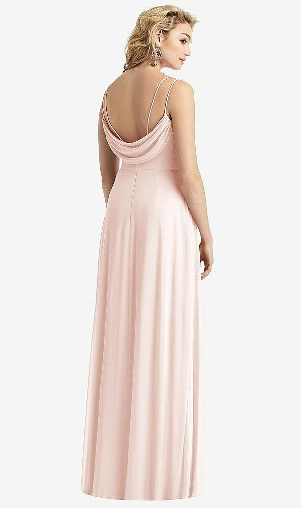 Front View - Blush Cowl-Back Double Strap Maxi Dress with Side Slit