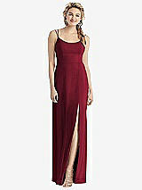 Rear View Thumbnail - Burgundy Cowl-Back Double Strap Maxi Dress with Side Slit
