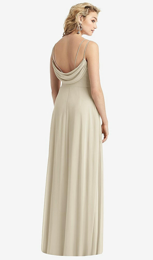 Front View - Champagne Cowl-Back Double Strap Maxi Dress with Side Slit