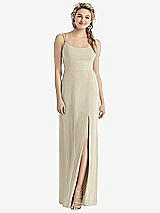 Rear View Thumbnail - Champagne Cowl-Back Double Strap Maxi Dress with Side Slit