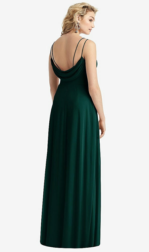 Front View - Evergreen Cowl-Back Double Strap Maxi Dress with Side Slit