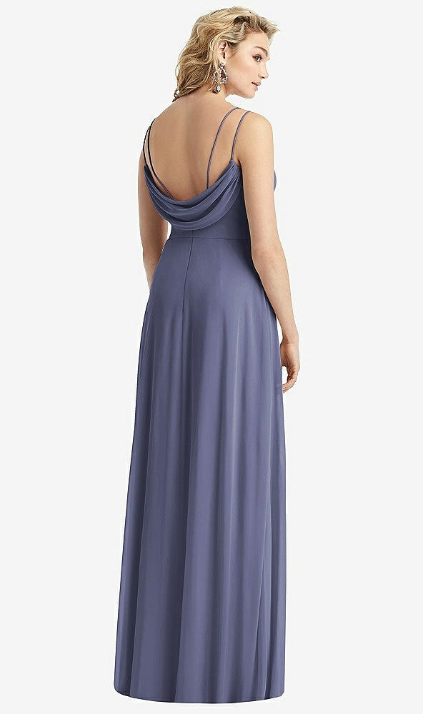 Front View - French Blue Cowl-Back Double Strap Maxi Dress with Side Slit