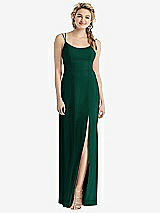 Rear View Thumbnail - Hunter Green Cowl-Back Double Strap Maxi Dress with Side Slit