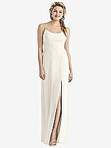 Rear View Thumbnail - Ivory Cowl-Back Double Strap Maxi Dress with Side Slit