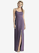 Rear View Thumbnail - Lavender Cowl-Back Double Strap Maxi Dress with Side Slit