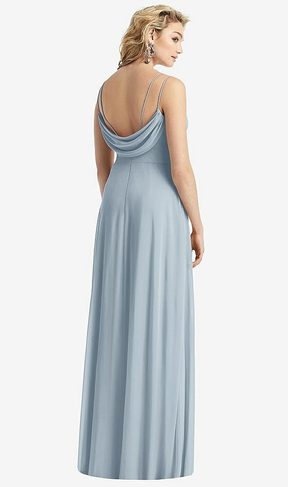 Front View - Mist Cowl-Back Double Strap Maxi Dress with Side Slit