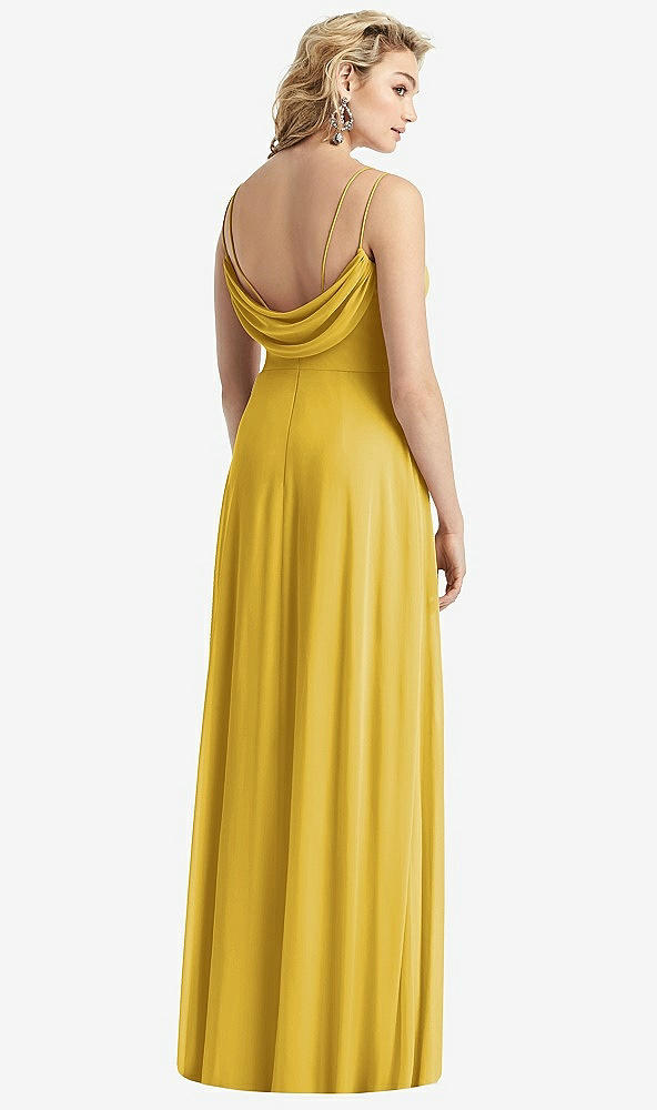 Front View - Marigold Cowl-Back Double Strap Maxi Dress with Side Slit