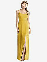 Rear View Thumbnail - Marigold Cowl-Back Double Strap Maxi Dress with Side Slit