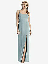 Rear View Thumbnail - Morning Sky Cowl-Back Double Strap Maxi Dress with Side Slit