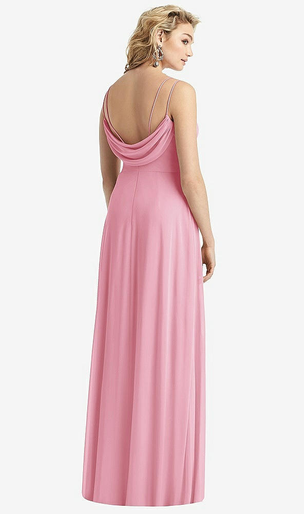 Front View - Peony Pink Cowl-Back Double Strap Maxi Dress with Side Slit