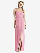Rear View Thumbnail - Peony Pink Cowl-Back Double Strap Maxi Dress with Side Slit