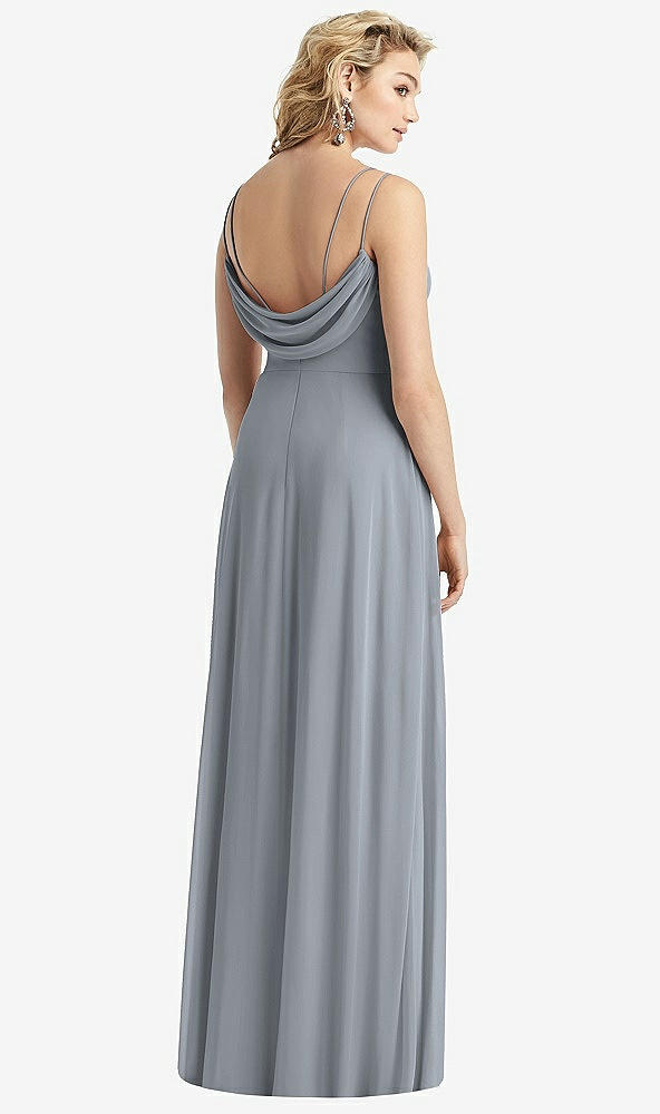 Front View - Platinum Cowl-Back Double Strap Maxi Dress with Side Slit