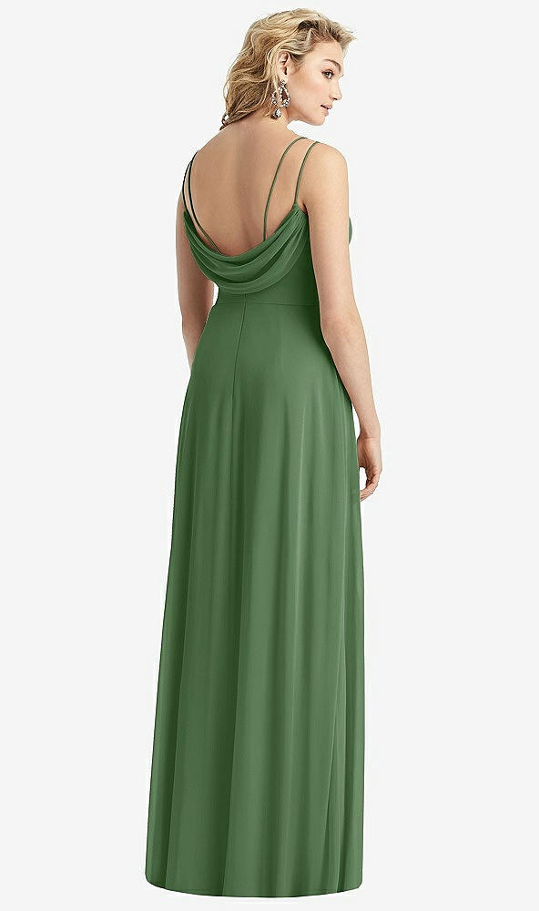 Front View - Vineyard Green Cowl-Back Double Strap Maxi Dress with Side Slit