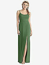 Rear View Thumbnail - Vineyard Green Cowl-Back Double Strap Maxi Dress with Side Slit