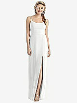 Rear View Thumbnail - White Cowl-Back Double Strap Maxi Dress with Side Slit