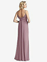 Front View Thumbnail - Dusty Rose Shirred Sash Cowl-Back Chiffon Trumpet Gown