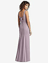 Front View Thumbnail - Lilac Dusk Sleeveless Tie Back Chiffon Trumpet Gown