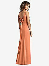 Front View Thumbnail - Sweet Melon Sleeveless Tie Back Chiffon Trumpet Gown