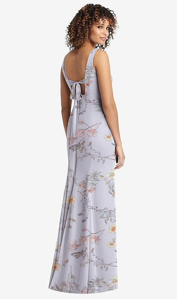 Front View - Butterfly Botanica Silver Dove Sleeveless Tie Back Chiffon Trumpet Gown