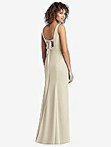 Front View Thumbnail - Champagne Sleeveless Tie Back Chiffon Trumpet Gown