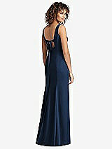 Front View Thumbnail - Midnight Navy Sleeveless Tie Back Chiffon Trumpet Gown
