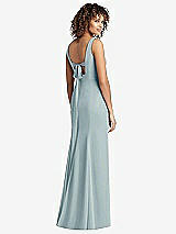 Front View Thumbnail - Morning Sky Sleeveless Tie Back Chiffon Trumpet Gown
