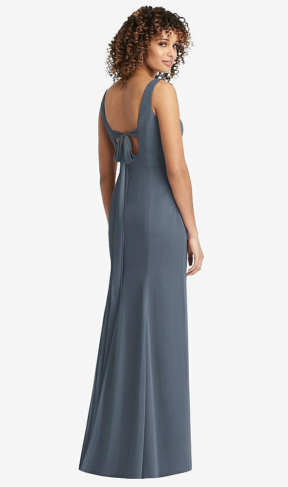 Front View - Silverstone Sleeveless Tie Back Chiffon Trumpet Gown