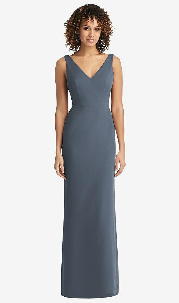 Back View - Silverstone Sleeveless Tie Back Chiffon Trumpet Gown