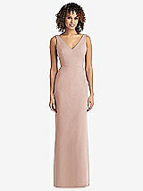 Rear View Thumbnail - Toasted Sugar Sleeveless Tie Back Chiffon Trumpet Gown