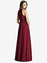 Rear View Thumbnail - Burgundy Sleeveless Halter Chiffon Maxi Dress
