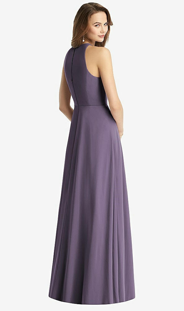 Back View - Lavender Sleeveless Halter Chiffon Maxi Dress
