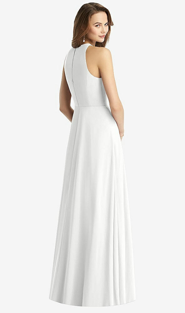 Back View - White Sleeveless Halter Chiffon Maxi Dress