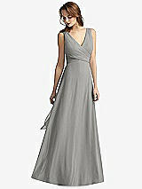 Front View Thumbnail - Chelsea Gray Sleeveless V-Neck Chiffon Wrap Dress