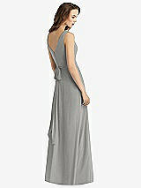 Rear View Thumbnail - Chelsea Gray Sleeveless V-Neck Chiffon Wrap Dress