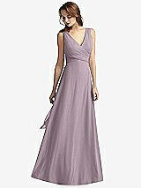 Front View Thumbnail - Lilac Dusk Sleeveless V-Neck Chiffon Wrap Dress