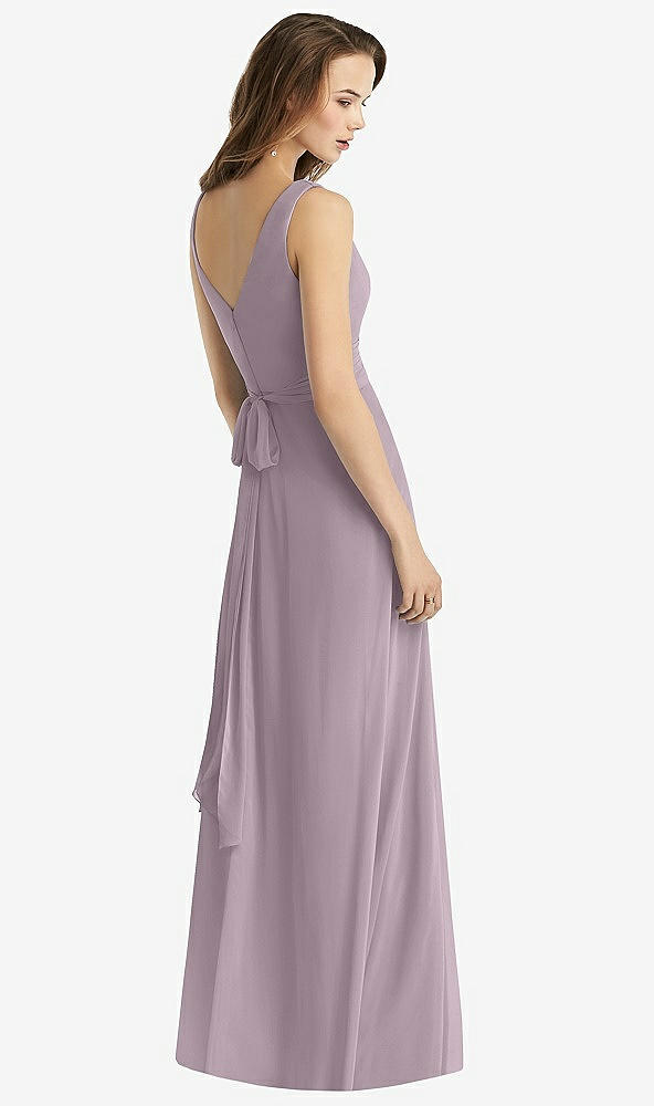 Back View - Lilac Dusk Sleeveless V-Neck Chiffon Wrap Dress