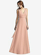Front View Thumbnail - Pale Peach Sleeveless V-Neck Chiffon Wrap Dress