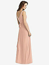Rear View Thumbnail - Pale Peach Sleeveless V-Neck Chiffon Wrap Dress