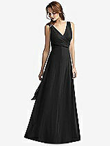 Front View Thumbnail - Black Sleeveless V-Neck Chiffon Wrap Dress