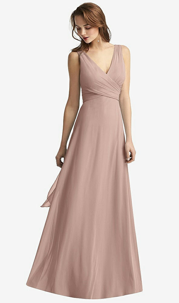 Front View - Bliss Sleeveless V-Neck Chiffon Wrap Dress