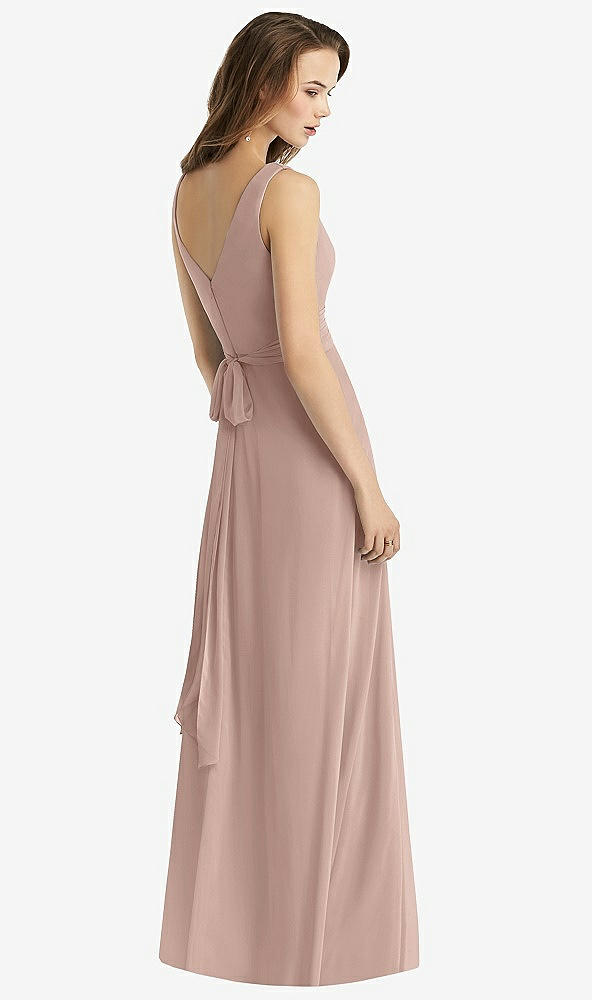Back View - Bliss Sleeveless V-Neck Chiffon Wrap Dress