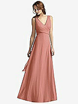 Front View Thumbnail - Desert Rose Sleeveless V-Neck Chiffon Wrap Dress