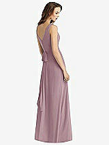 Rear View Thumbnail - Dusty Rose Sleeveless V-Neck Chiffon Wrap Dress