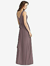 Rear View Thumbnail - French Truffle Sleeveless V-Neck Chiffon Wrap Dress