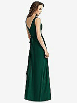 Rear View Thumbnail - Hunter Green Sleeveless V-Neck Chiffon Wrap Dress