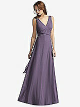 Front View Thumbnail - Lavender Sleeveless V-Neck Chiffon Wrap Dress