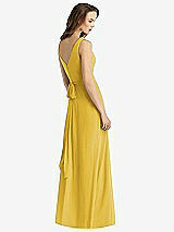 Rear View Thumbnail - Marigold Sleeveless V-Neck Chiffon Wrap Dress